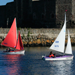 Purple and Red Access 303 Dinghies Sailing in Carrickfergus Harbour