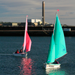 Pink Access 303 Dinghy sailing in Carrickfergus Harbour